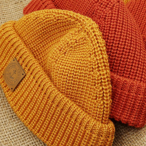 docker-gelb-orange Dockermütze aus 100% Merinowolle