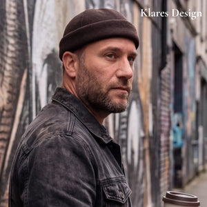 Hanse-Troyer Dockercap (kurz) aus Merino-Mischgarn dunkelbraun_2