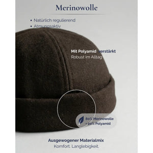 Hanse-Troyer Dockercap (kurz) aus Merino-Mischgarn dunkelbraun_3