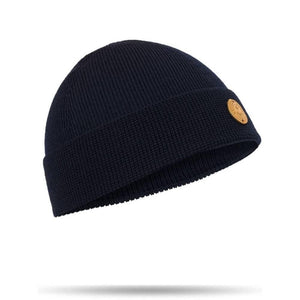 Hanse-Troyer Klassische Feinstrick M&uuml;tze 100% Merinowolle Marineblau 